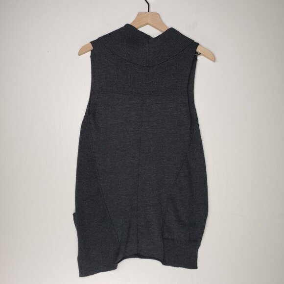 Eileen Fisher‎ Merino Cowl Neck Sweater XS Charcoal Grey Sleeveless Tunic - Picture 4 of 6
